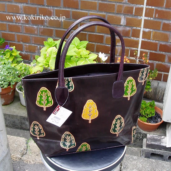 新品 インド製 山羊 植物柄 本革バッグ 茶 ブラウン シャンティ